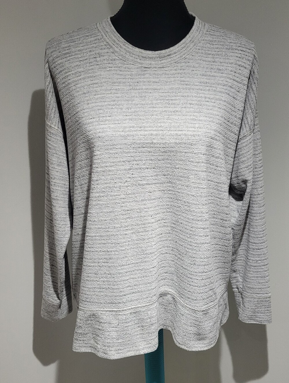 Aerie Women's Light Gray Striped Crewneck Oversized Sweater Small Casual Comfy